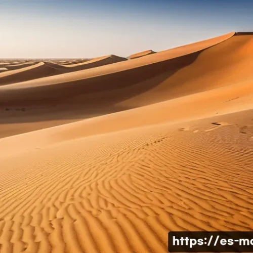 Home 33 모리타니 사막 체험 - A vast Mauritanian Sahara desert landscape at golden hour, featuring endless rolling sand dunes shap...
