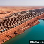 Home 20 모리타니 광업 자원 - A panoramic aerial view of the vast iron mining region near Zouérat, Mauritania, showcasing large op...